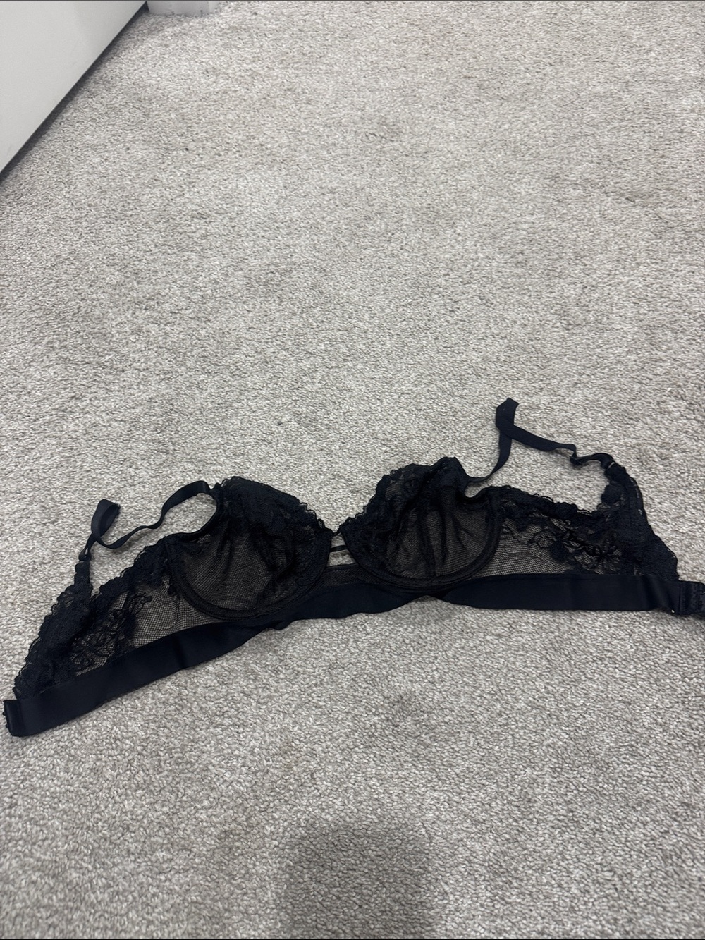 Sheer Lace Underwire Bralette - Black